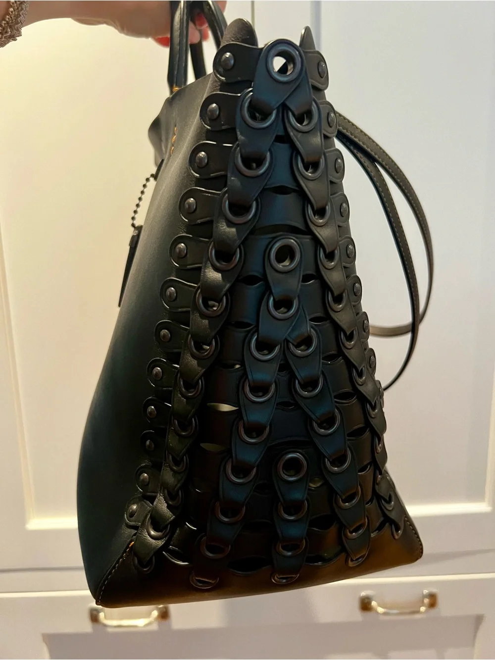 Coach Black Leather Rogue 1941 Braided-Side Tote with Detachable Strap Bag